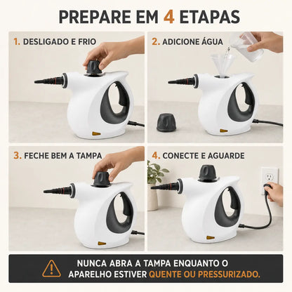 Limpador a Vapor Portátil Alta Pressão 220V — Kit com Acessórios para Cozinha, Sofá, Banheiro, Vidros e Carro