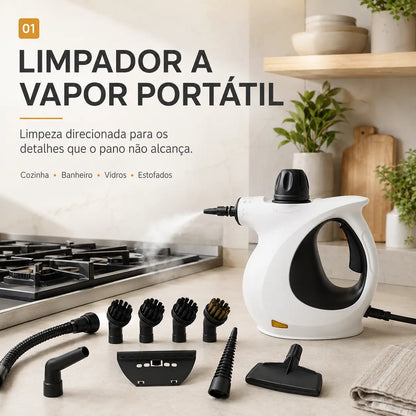Limpador a Vapor Portátil Alta Pressão 220V — Kit com Acessórios para Cozinha, Sofá, Banheiro, Vidros e Carro