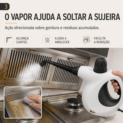 Limpador a Vapor Portátil Alta Pressão 220V — Kit com Acessórios para Cozinha, Sofá, Banheiro, Vidros e Carro