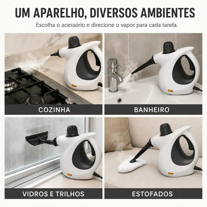 Limpador a Vapor Portátil Alta Pressão 220V — Kit com Acessórios para Cozinha, Sofá, Banheiro, Vidros e Carro