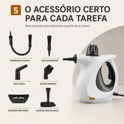 Limpador a Vapor Portátil Alta Pressão 220V — Kit com Acessórios para Cozinha, Sofá, Banheiro, Vidros e Carro