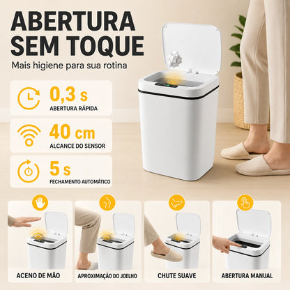 Lixeira Automática com Sensor 16 Litros Recarregável USB