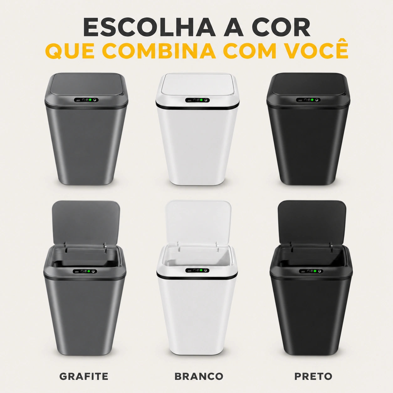Lixeira Automática com Sensor 16 Litros Recarregável USB