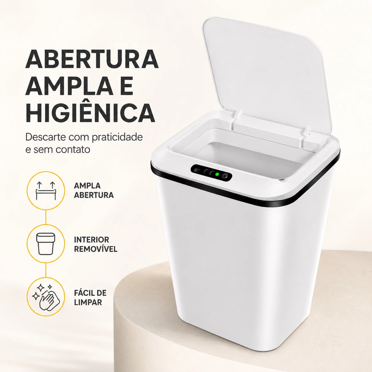 Lixeira Automática com Sensor 16 Litros Recarregável USB