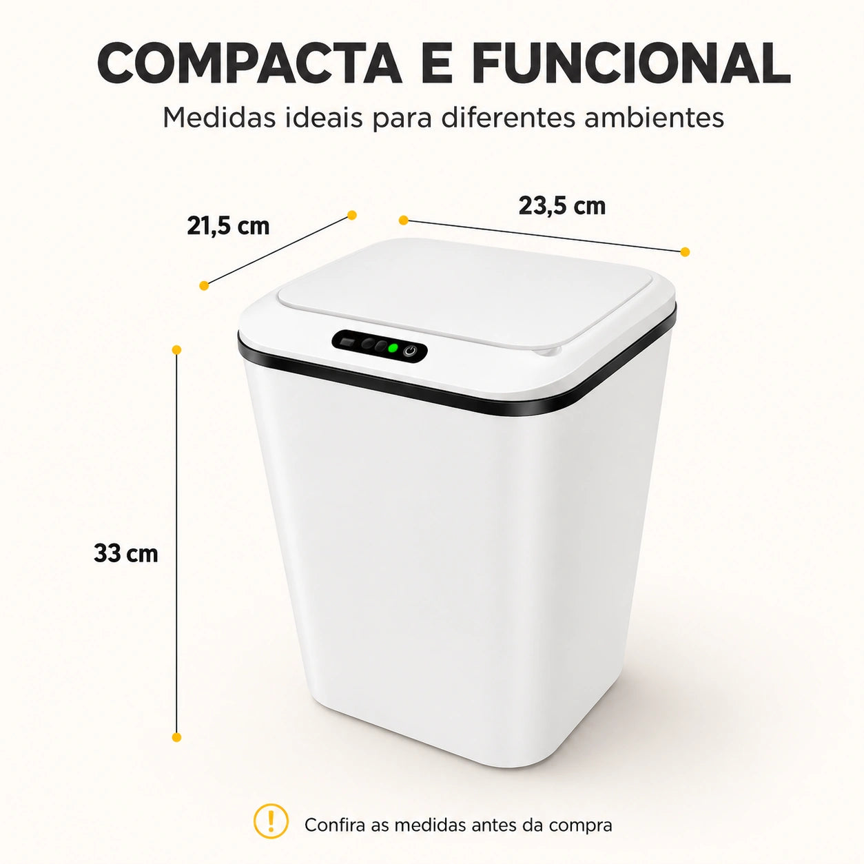 Lixeira Automática com Sensor 16 Litros Recarregável USB