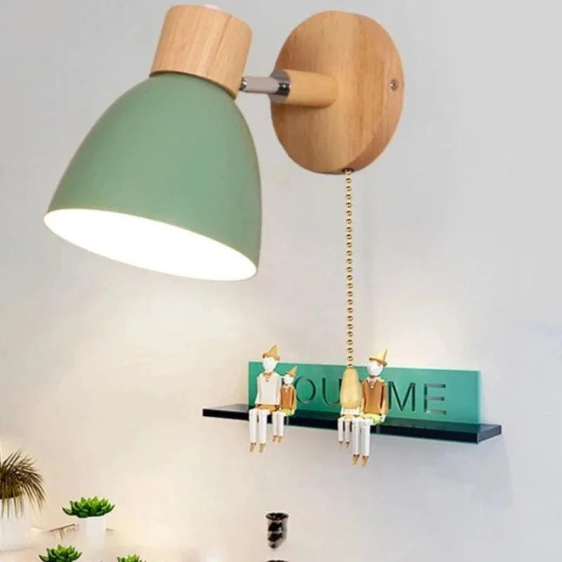 Luminária de Parede LED em Madeira Estilo Nórdico para Decoração