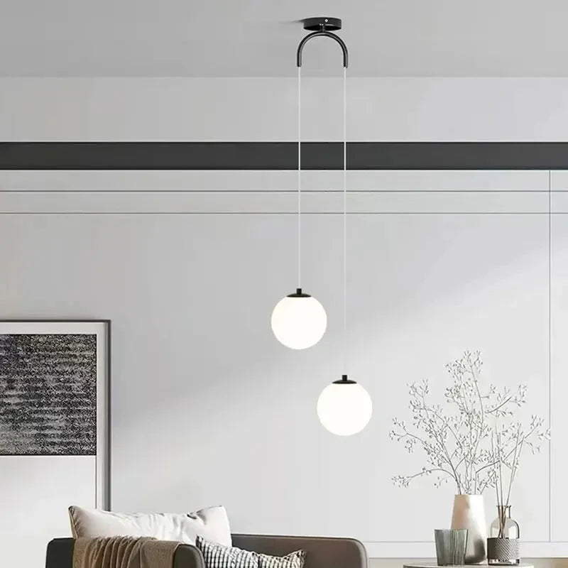 Lustre Pendente de Vidro com LED para Sala e Quarto - Iluminação Moderna