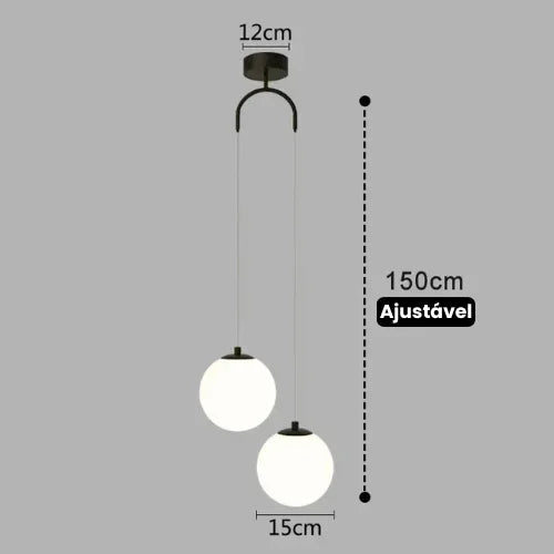 Lustre Pendente de Vidro com LED para Sala e Quarto - Iluminação Moderna