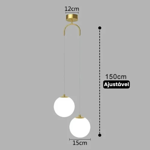 Lustre Pendente de Vidro com LED para Sala e Quarto - Iluminação Moderna