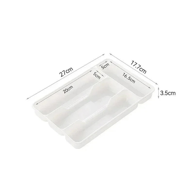 Organizador de Talheres Branco com Divisórias para Cozinha Moderna