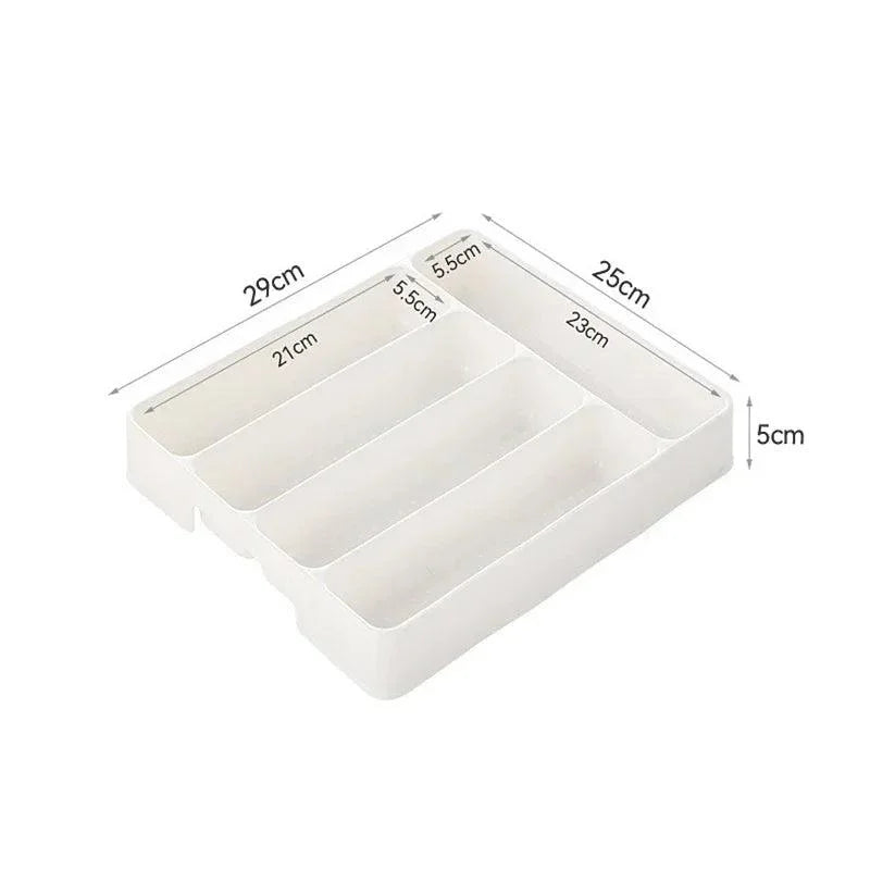 Organizador de Talheres Branco com Divisórias para Cozinha Moderna