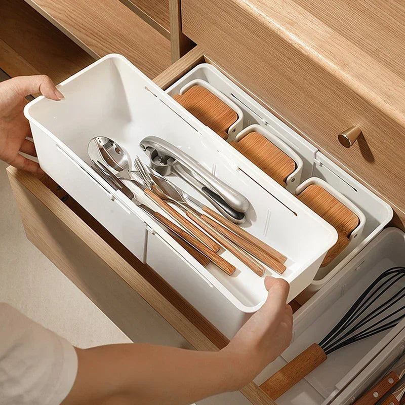 Organizador Multiuso Retrátil para Gaveta de Cozinha e Escritório