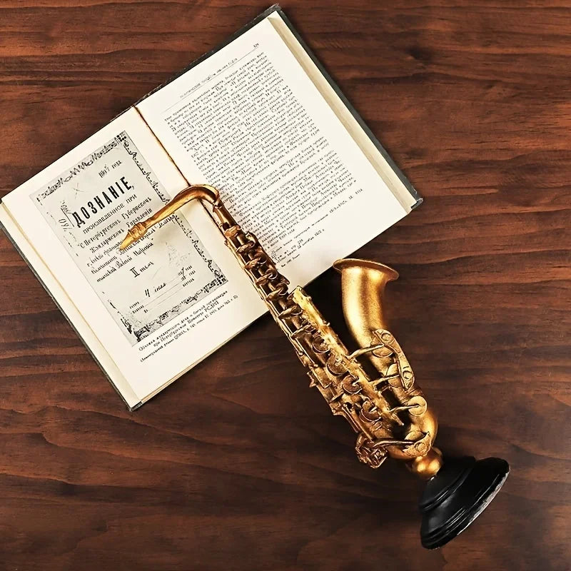 Ornamento Decorativo de Resina Violino e Saxofone Dourado