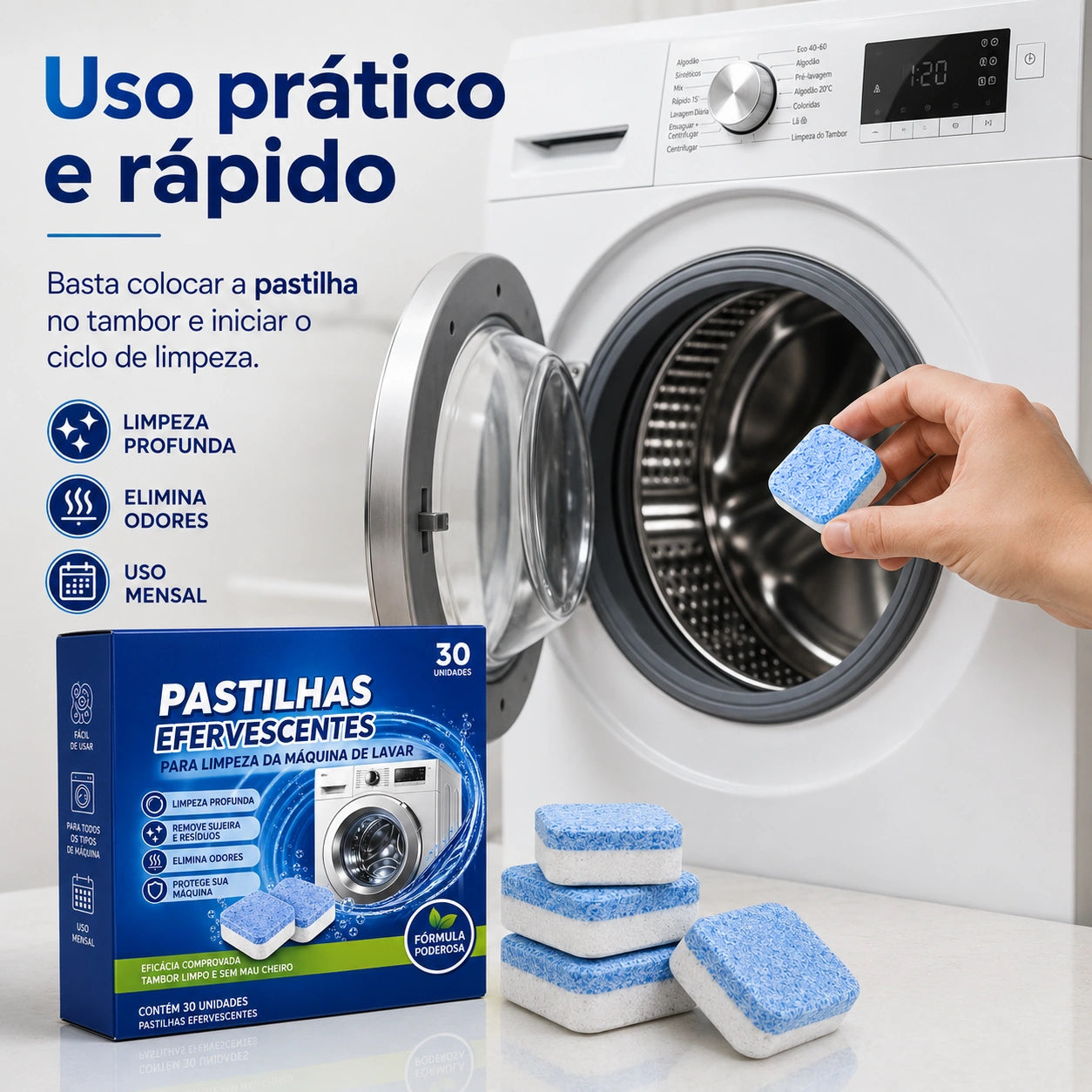 Pastilhas Para Limpar Máquina de Lavar