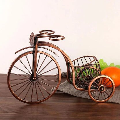 Porta Vinho Decorativo de Metal em Formato de Bicicleta Retro Cobre