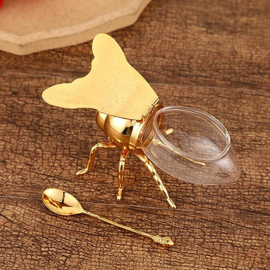 Pote de Vidro Transparente com Tampa e Colher para Mel - Utensílio de Armazenamento Prático