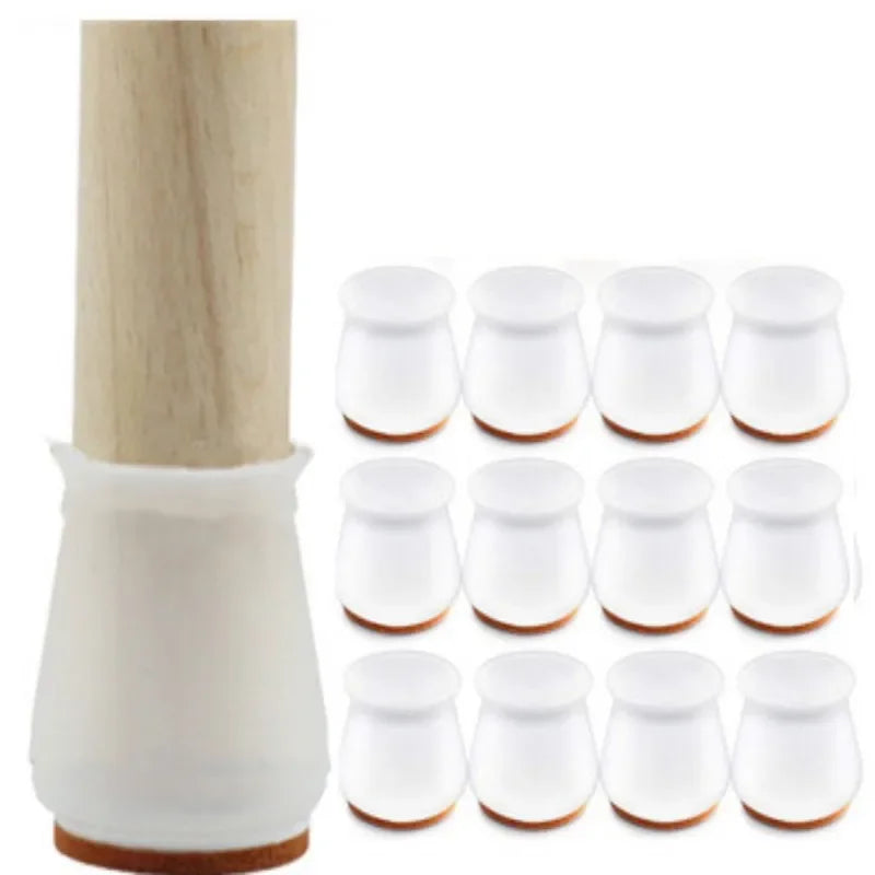 Protetor de Pés de Cadeira e Mesa em Silicone com Feltro Antiderrapante - Antiderrapante e Protetor de Piso