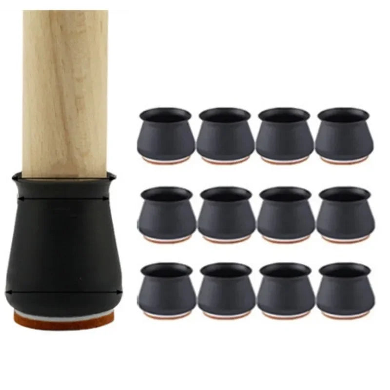 Protetor de Pés de Cadeira e Mesa em Silicone com Feltro Antiderrapante - Antiderrapante e Protetor de Piso