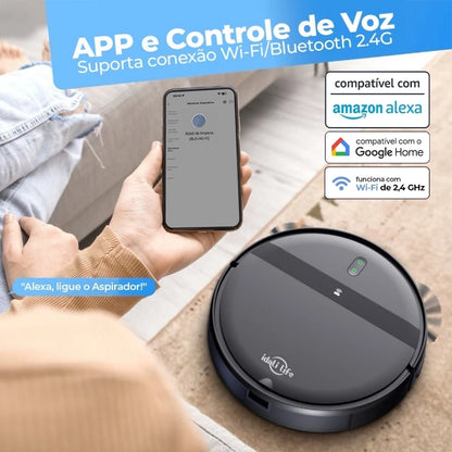 Robô Aspirador 3 em 1 – Aspira, Varre e Passa Pano