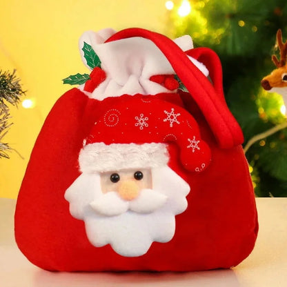 Sacola de Flanela com Cordão para Presentes de Natal - Ideal para Embalagens Festivas