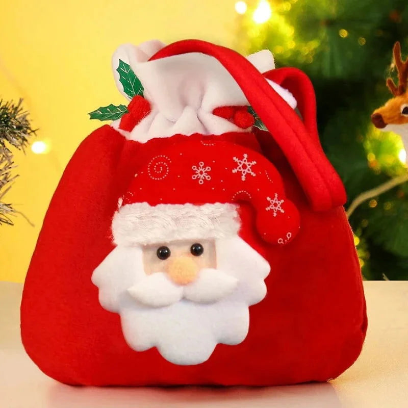 Sacola de Flanela com Cordão para Presentes de Natal - Ideal para Embalagens Festivas