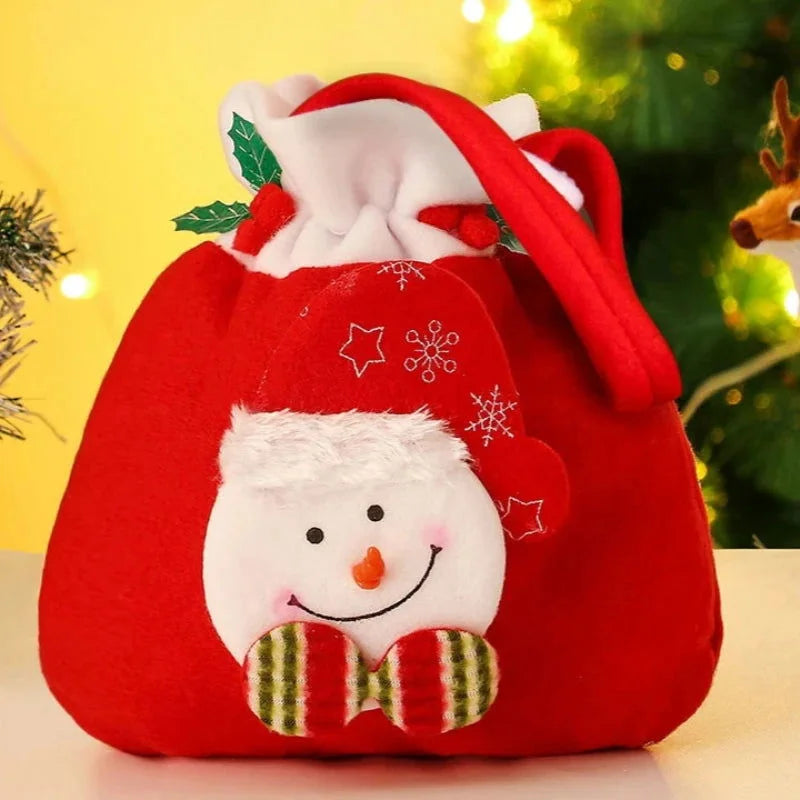 Sacola de Flanela com Cordão para Presentes de Natal - Ideal para Embalagens Festivas