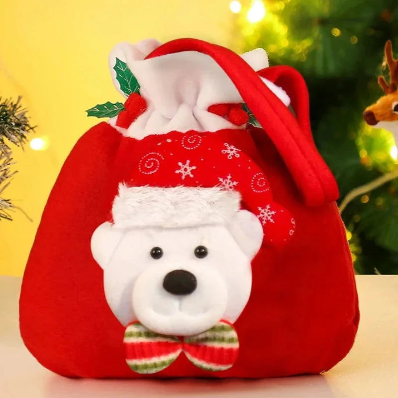 Sacola de Flanela com Cordão para Presentes de Natal - Ideal para Embalagens Festivas
