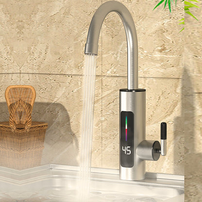 Torneira Com Aquecedor Para Cozinha Banheiro Com Visor de Temperatura Regulagem e Giratória 360° Aço Inoxidável