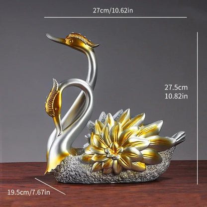 Suporte de Garrafa de Vinho em Resina com Design de Cisne