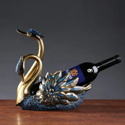 Suporte de Garrafa de Vinho em Resina com Design de Cisne