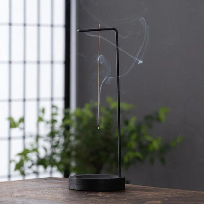 Suporte de Incenso Invertido de Madeira e Metal para Aromaterapia