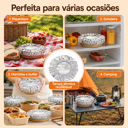 Capa Térmica de Alumínio para Alimentos com Elástico - Conserva Calor e Protege Refeições