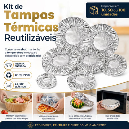 Capa Térmica de Alumínio para Alimentos com Elástico - Conserva Calor e Protege Refeições