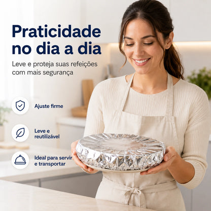 Capa Térmica de Alumínio para Alimentos com Elástico - Conserva Calor e Protege Refeições