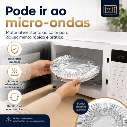 Capa Térmica de Alumínio para Alimentos com Elástico - Conserva Calor e Protege Refeições