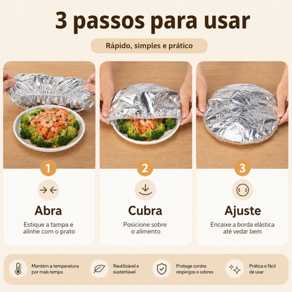 Capa Térmica de Alumínio para Alimentos com Elástico - Conserva Calor e Protege Refeições