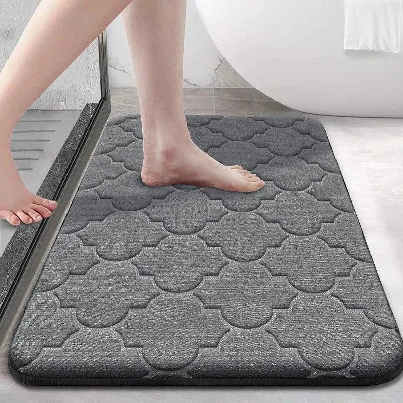 Tapete de Veludo Coral Antiderrapante e Absorvente para Banho