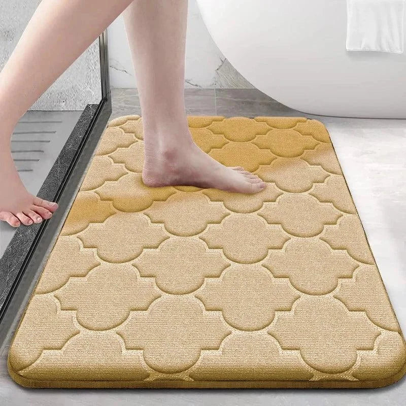 Tapete de Veludo Coral Antiderrapante e Absorvente para Banho