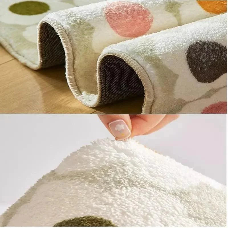 Tapete Infantil Redondo Antiderrapante em Forma de Flor para Quarto
