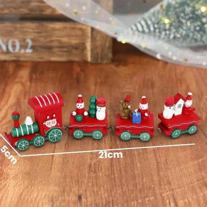 Trenzinho de Madeira Vermelho Natalino para Decoração de Mesa de Festa