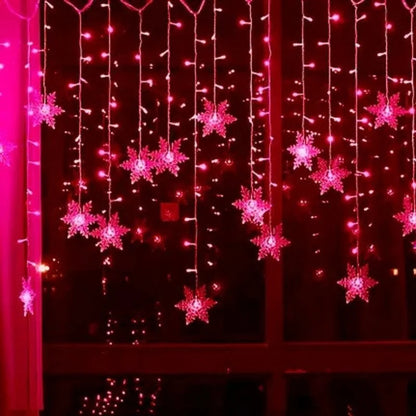 Varal de Luzes LED Flocos de Neve com 8 Modos de Iluminação Decorativa